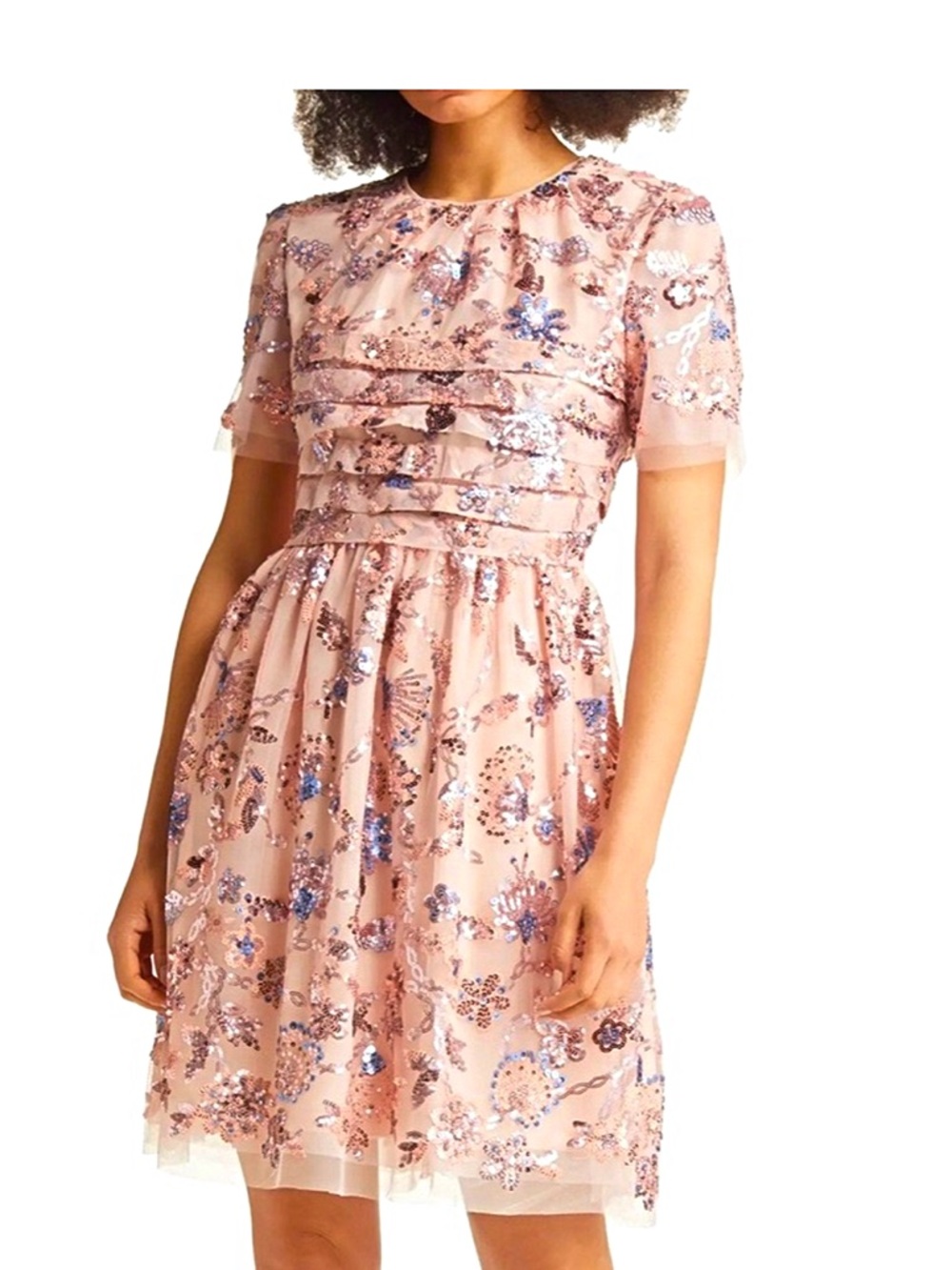 Rachel Parcell Sequin Embroidered Dress – Size 10 – Blush Pink Party Dress